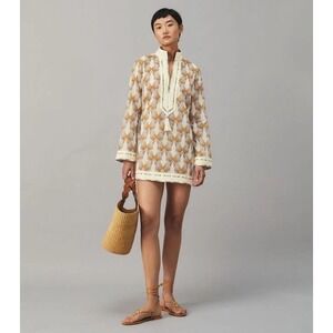 Tory Burch Women's Tunic Sand Deco Crane Geo Resort Swimsuit Cover Up - XXL